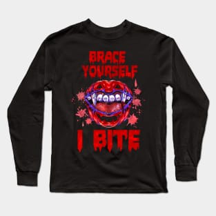 Halloween Red Vampire Lips I Bite Long Sleeve T-Shirt